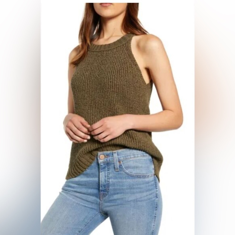 Point Sur Olive Knit Sleeveless Top.   Size-XXS
